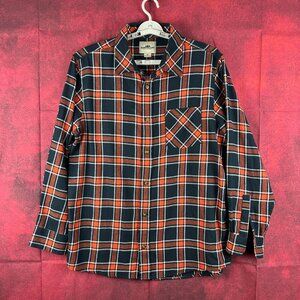 NORTHEAST OUTFITTERS MEN'S PLAID BUTTON DOWN FLANEL SHIRT SIZE XL BLACK ORANGE